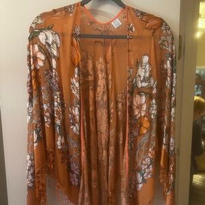 Source Unknown Orange Floral Kimono